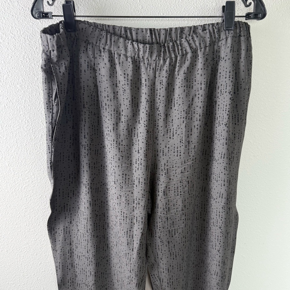 Eileen Fisher Bark Silk Crepe Slouchy Pant Gray Confetti Printed Women’s Large - Picture 4 of 12